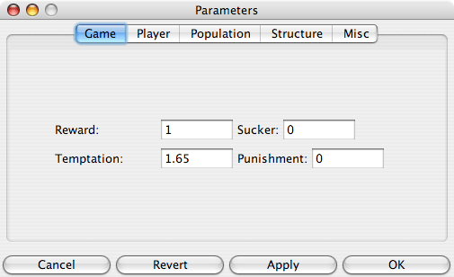 Game parameters