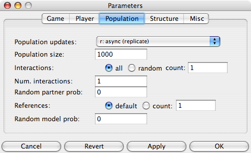 Population settings